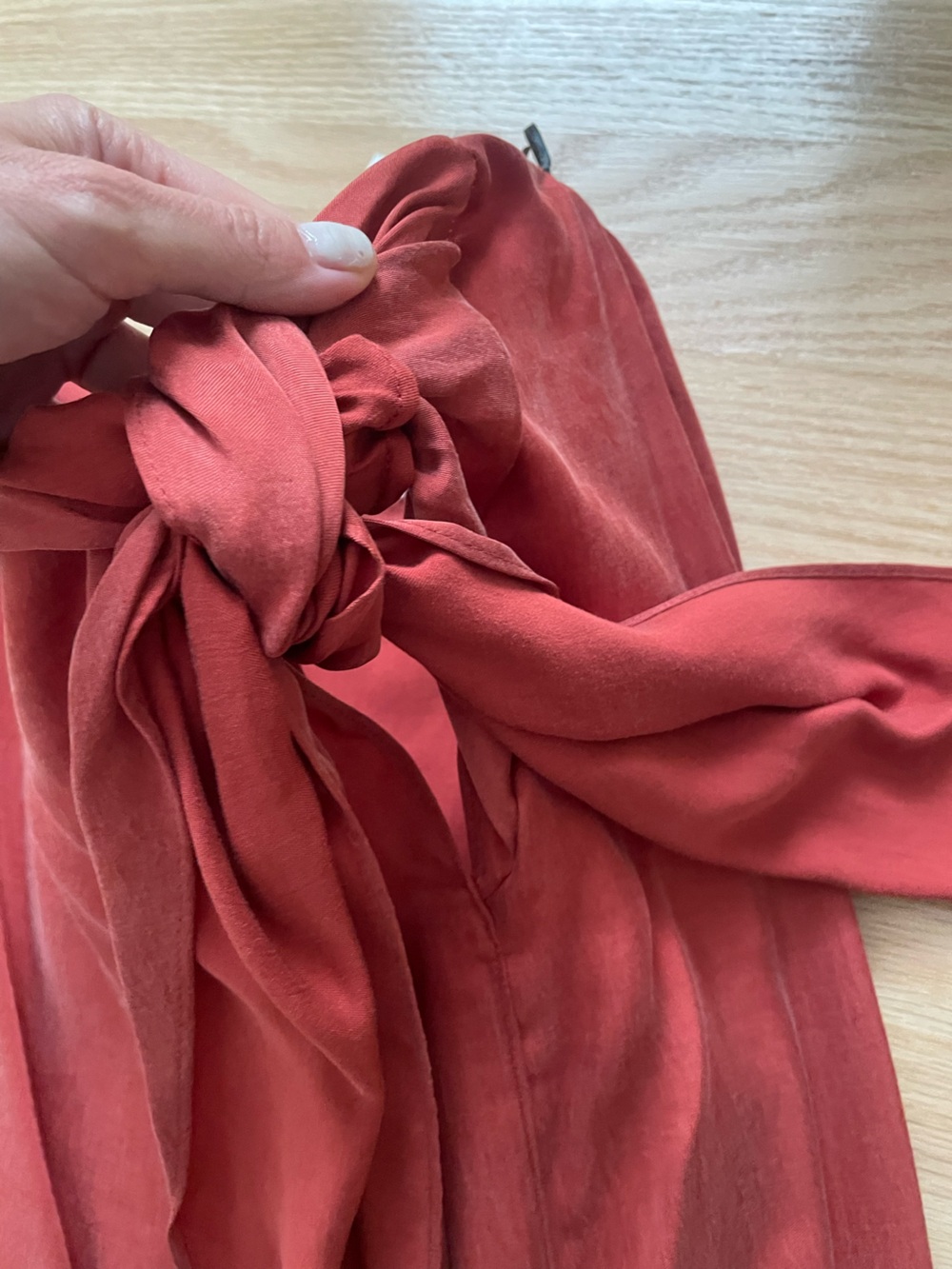 NEW Zara Women's Red Wrap Midi Skirt with Tie - Picture 4 of 5